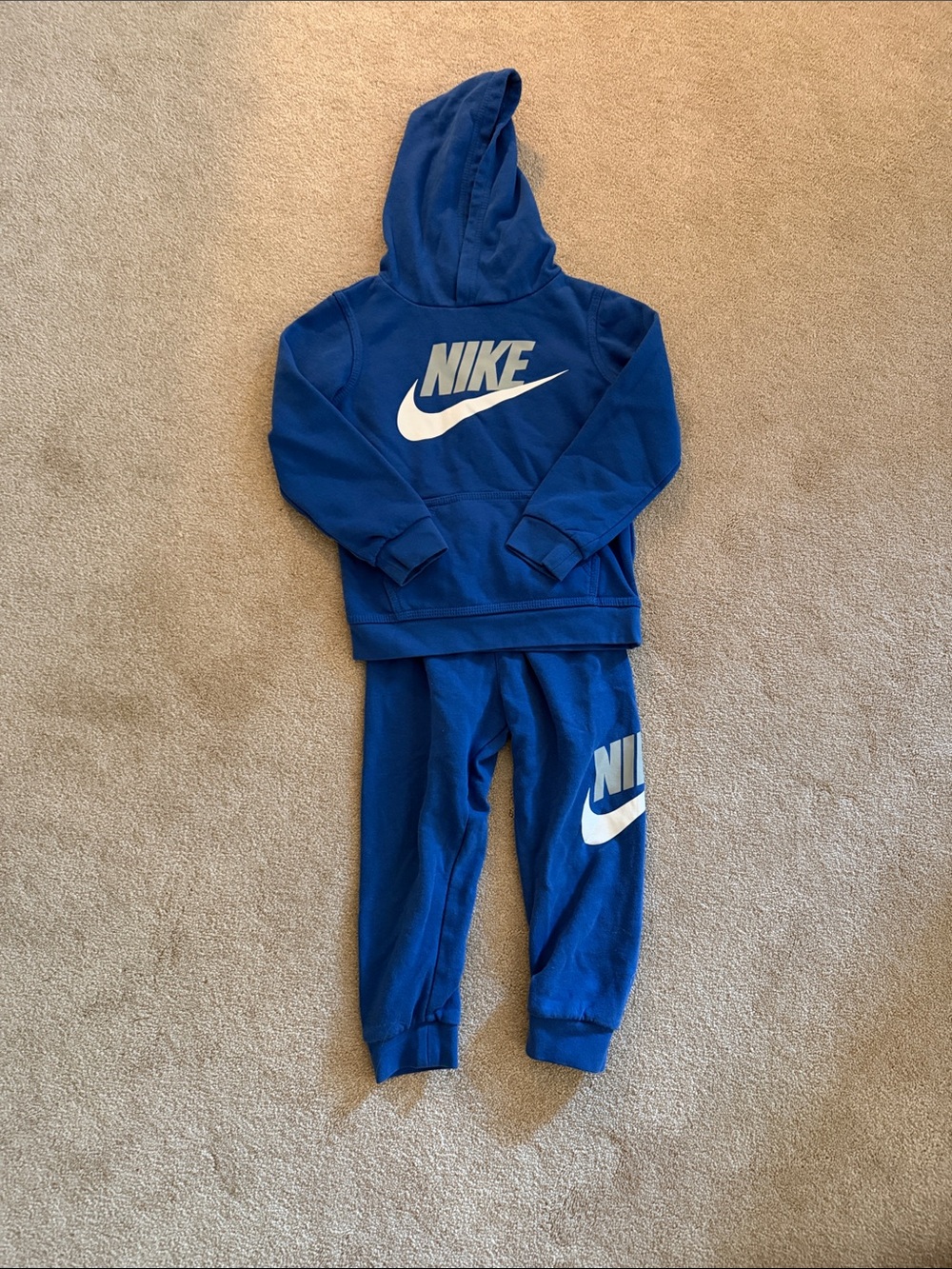 Nike Kids Royal Blue Hoodie & Joggers Set with White Logo